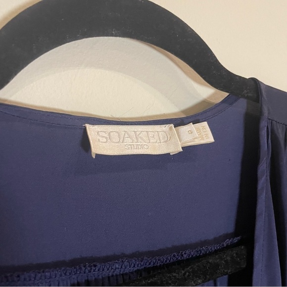 Soaked in Luxury SLEline Wrap Dress in Night Sky Navy Size Small - Picture 8 of 9